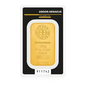 100g Argor-Heraeus Gold Minted Bar
